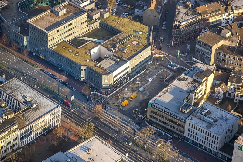 Aerial view, construction site Westentor am City-Center, federal road 63 Westring, centre, Hamm, Ruhr area, North Rhine-Westphalia, Germany