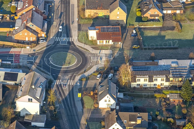 Aerial view, construction site roundabout at the planned local transport connection with stop in Westtünnen, construction site at Südfeldweg and Von-Thünen-Straße for the future railway stop, car parks, Rhynern district, Hamm, Ruhr area, North Rhine-Westphalia, Germany