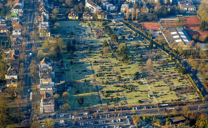 Aerial view, Protestant East Cemetery and Jewish Cemetery, Centre, Hamm, Ruhr Area, North Rhine-Westphalia, Germany