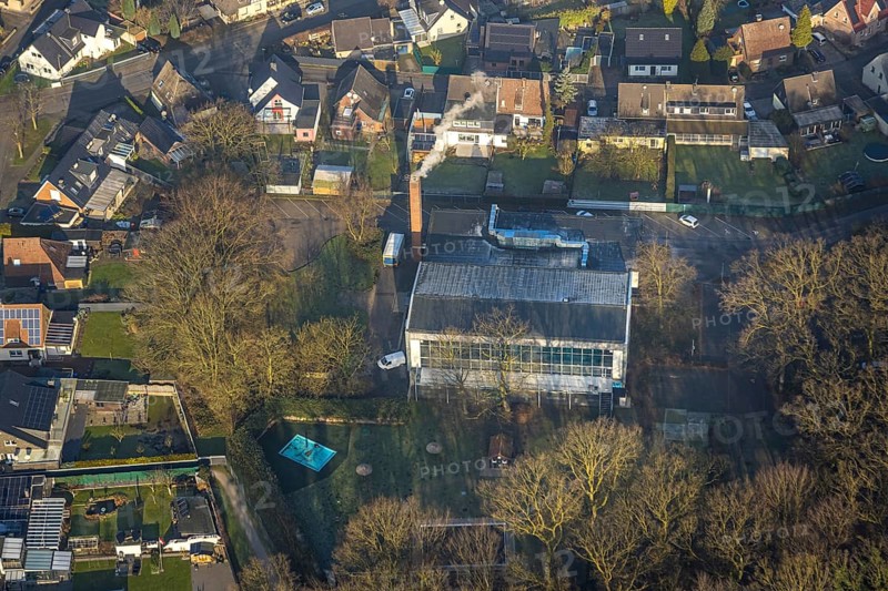 Aerial view, Sport-Aquarium Bockum Hövel, indoor and outdoor swimming pool, Bockum-Hövel, Hamm, Ruhr area, North Rhine-Westphalia, Germany
