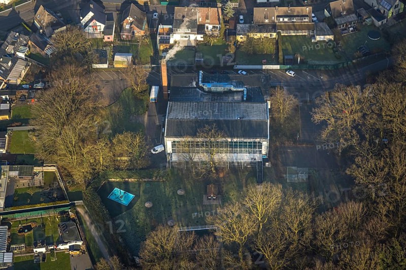 Aerial view, Sport-Aquarium Bockum Hövel, indoor and outdoor swimming pool, Bockum-Hövel, Hamm, Ruhr area, North Rhine-Westphalia, Germany