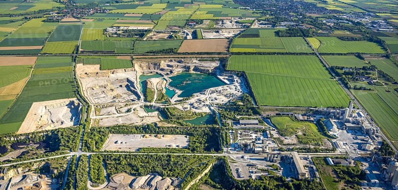 Aerial photo, Erwitte, Portland Cement, lime mining, North Rhine-Westphalia, Germany