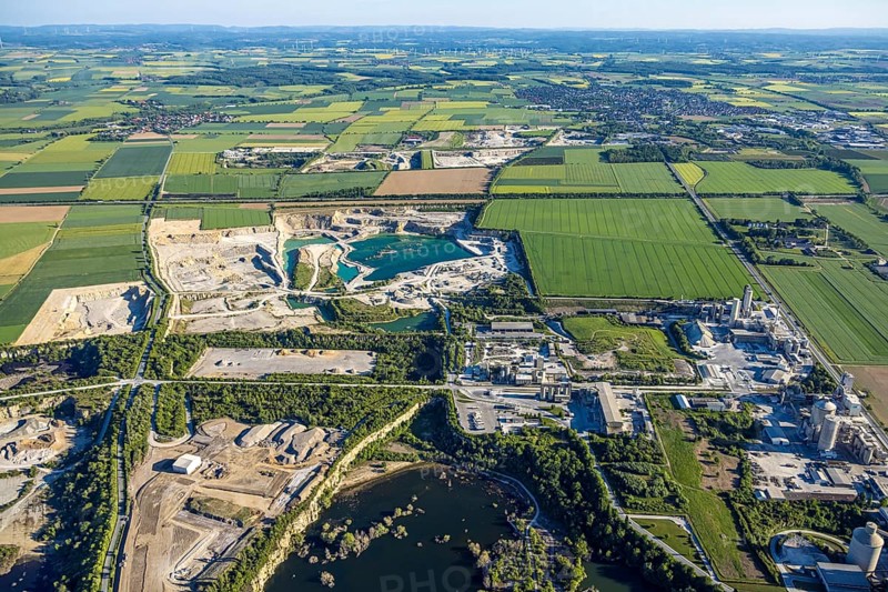 Aerial photo, Erwitte, Portland Cement, lime mining, North Rhine-Westphalia, Germany