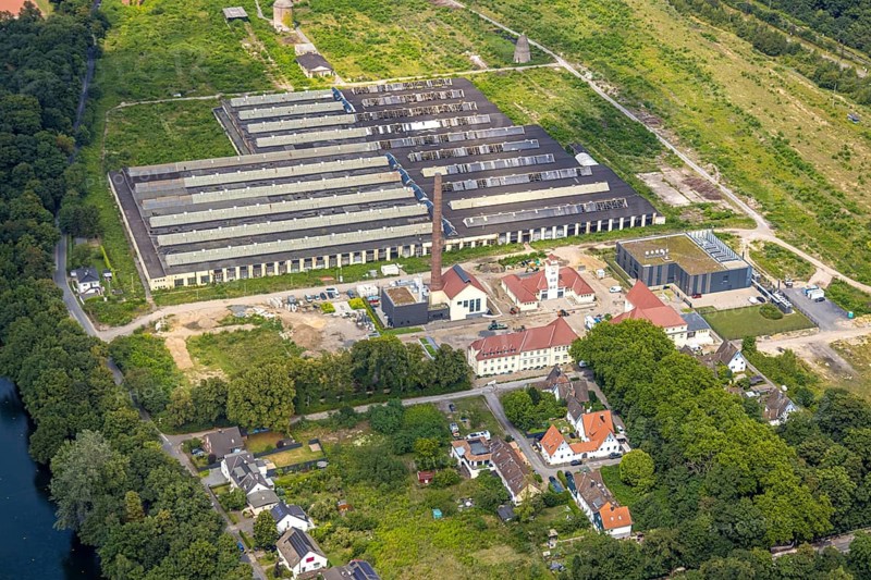 Aerial view, construction site of the former Wedau marshalling yard for the new Duisburg residential quarter on the Sechs-Seen-Platte, Werkstättenstraße, Wedau, Duisburg, Ruhr area, North Rhine-Westphalia, Germany
