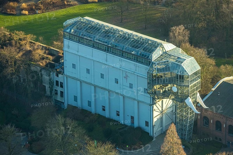 Aerial view, glass elephant in Maximilianpark leisure park, Uentrop, Hamm, Ruhr area, North Rhine-Westphalia, Germany