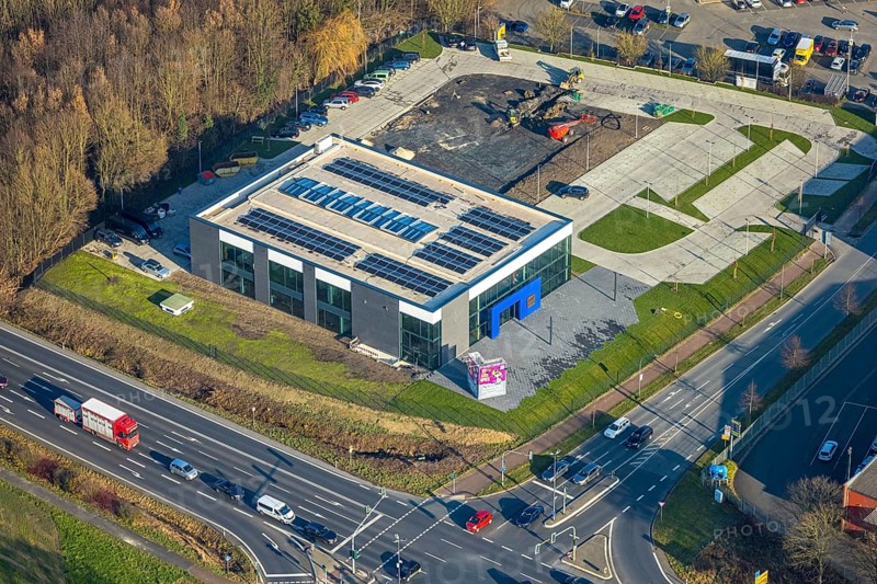 Aerial view, construction area with new Mensing Galerie building on the corner of Werler Straße and Unnaer Straße, Rhynern district, Hamm, Ruhr area, North Rhine-Westphalia, Germany