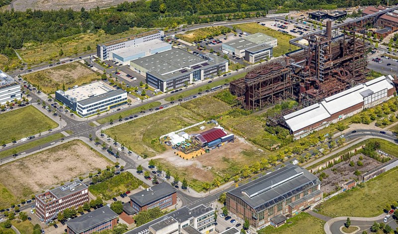 Aerial view, Phoenix-West, Phoenix-East, Phoenix Lake, Hörde, former steelworks site, Dortmund, Ruhr area, North Rhine-Westphalia, Germany