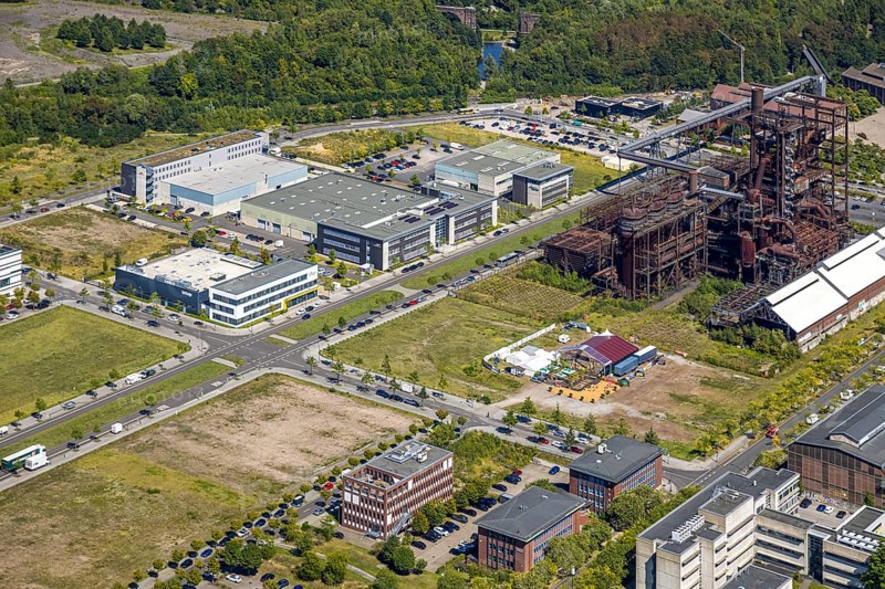 Aerial view, Phoenix-West, Phoenix-East, Phoenix Lake, Hörde, former steelworks site, Dortmund, Ruhr area, North Rhine-Westphalia, Germany