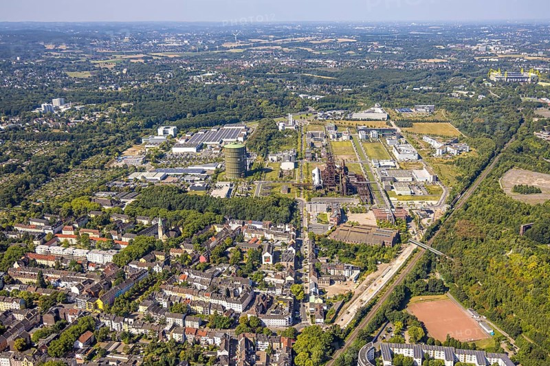 Aerial view, Phoenix-West, Phoenix-East, Phoenix Lake, Hörde, former steelworks site, Dortmund, Ruhr area, North Rhine-Westphalia, Germany