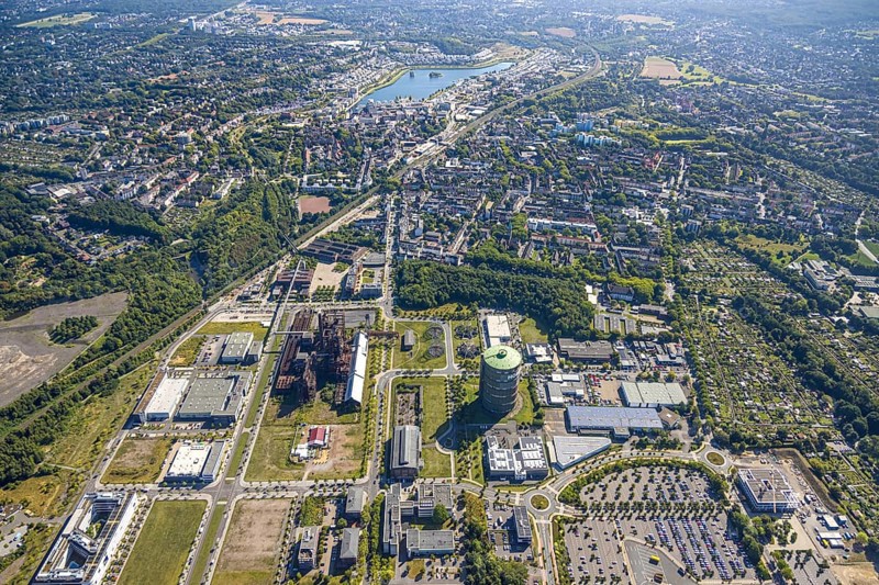 Aerial view, Phoenix-West, Phoenix-East, Phoenix Lake, Hörde, former steelworks site, Dortmund, Ruhr area, North Rhine-Westphalia, Germany