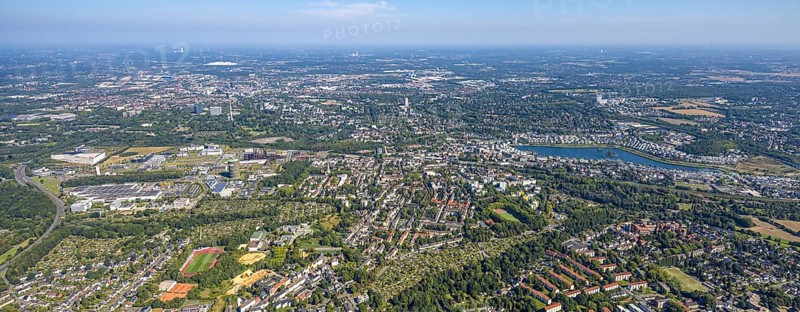 Aerial view, Phoenix-West, Phoenix-East, Phoenix Lake, Hörde, former steelworks site, Dortmund, Ruhr area, North Rhine-Westphalia, Germany