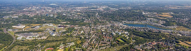 Aerial view, Phoenix-West, Phoenix-East, Phoenix Lake, Hörde, former steelworks site, Dortmund, Ruhr area, North Rhine-Westphalia, Germany