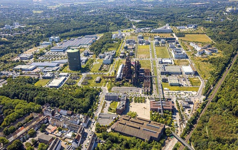 Aerial view, Phoenix-West, Phoenix-East, Phoenix Lake, Hörde, former steelworks site, Dortmund, Ruhr area, North Rhine-Westphalia, Germany