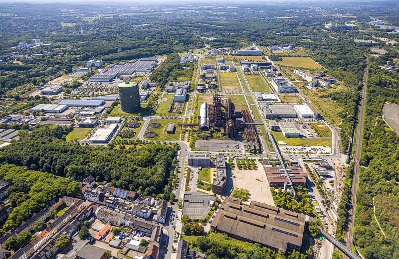 Aerial view, Phoenix-West, Phoenix-East, Phoenix Lake, Hörde, former steelworks site, Dortmund, Ruhr area, North Rhine-Westphalia, Germany