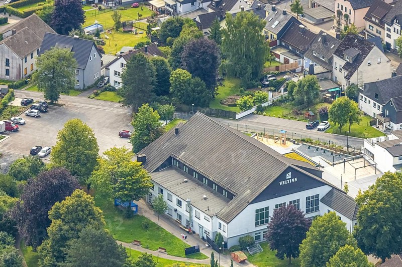 Aerial view, Schützenhalle Freienohl, Meschede, Sauerland, North Rhine-Westphalia, Germany, customs, DE, Europe, aerial photography, aerial photography, aerial photography, Ruhr area, Schützenbruderschaft, Schützengesellschaft, Schützenhalle, Schützenhaus, Schützenverein, tradition, overview, bird's-eye view, bird's-eye view, overview