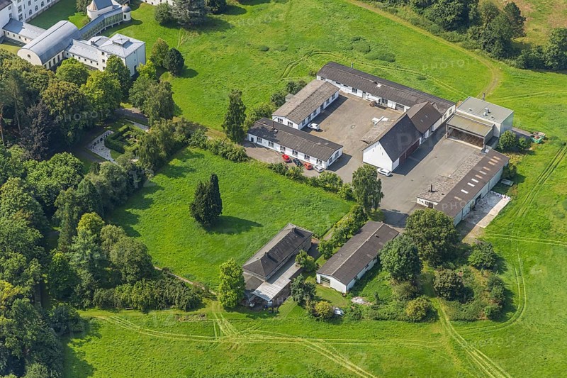 Aerial view, forge of Königsmünster Abbey, Meschede town, Meschede, Sauerland, North Rhine-Westphalia, Germany, DE, Europe, monastery, monastery complex, aerial view, aerial photography, aerial photography, Ruhr area, overview, bird's-eye view, overview