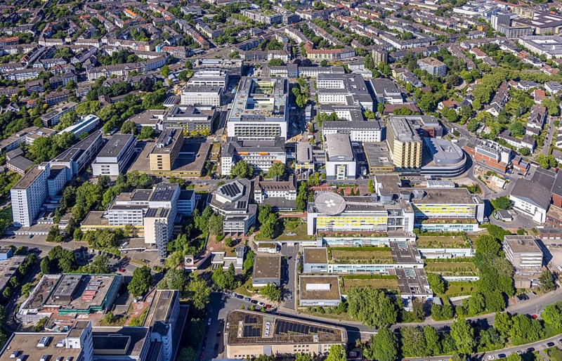 Aerial view, University Hospital Essen, Holsterhausen, Essen, Ruhr area, North Rhine-Westphalia, Germany