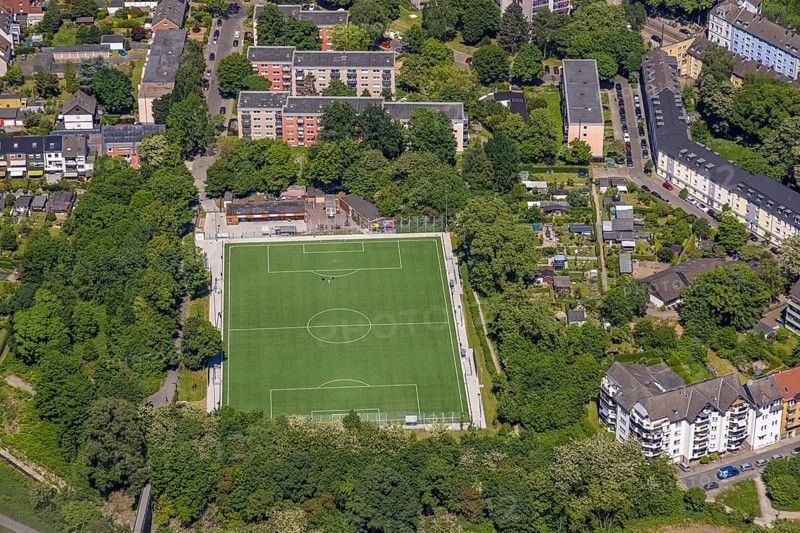 Aerial view, football stadium, Hagenbecker Bahn sports ground, Altendorf, Essen, Ruhr area, North Rhine-Westphalia, Germany