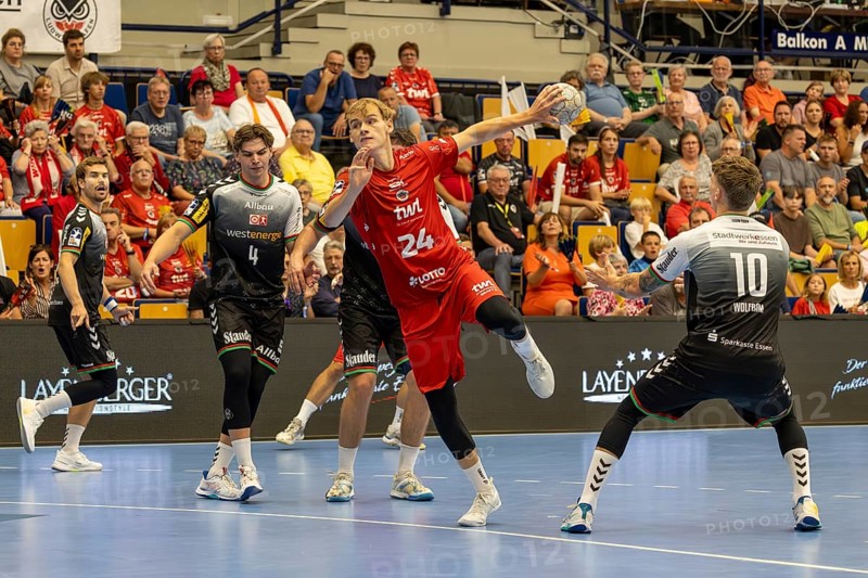 2nd HBL (German Handball League), Season 2025/26, Matchday 1: Eulen Ludwigshafen against TUSEM Essen***Picture: Tor tor by Theo Straub (24, Ludwigshafen)