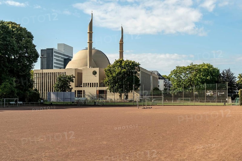 Mosque Cologne with football pitch in front