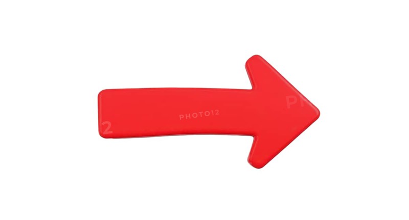 A vibrant red arrow points to the right, set against a clean white background, representing direction and guidance, AI generated