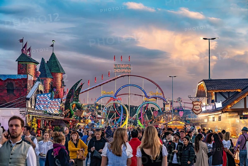 Olympic looping roller coaster at the Oktoberfest 2024 in Munich, Bavaria, Germany