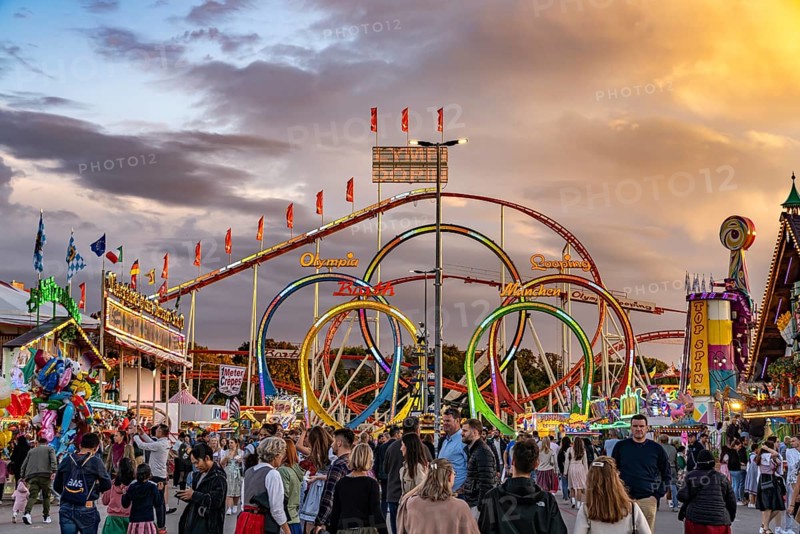 Olympic looping roller coaster at the Oktoberfest 2024 in Munich, Bavaria, Germany