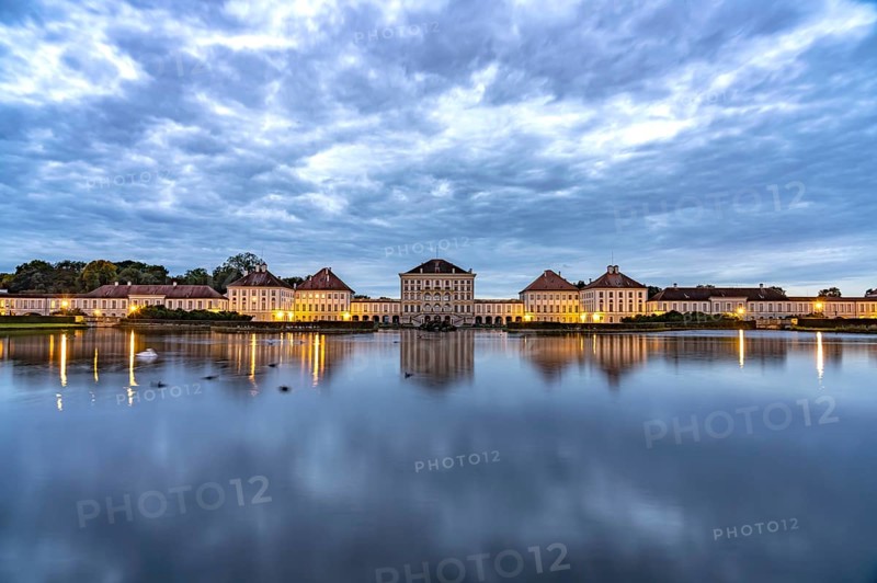 Nymphenburg Palace at dusk, Munich, Bavaria, Germany