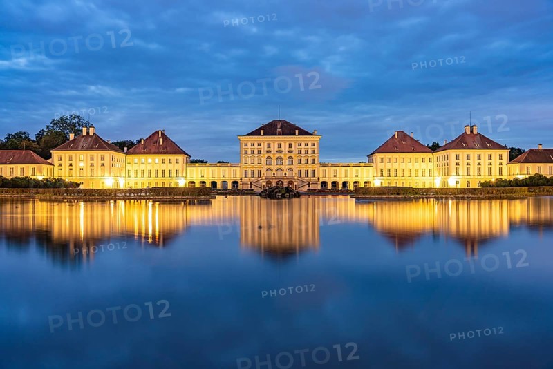 Nymphenburg Palace at dusk, Munich, Bavaria, Germany