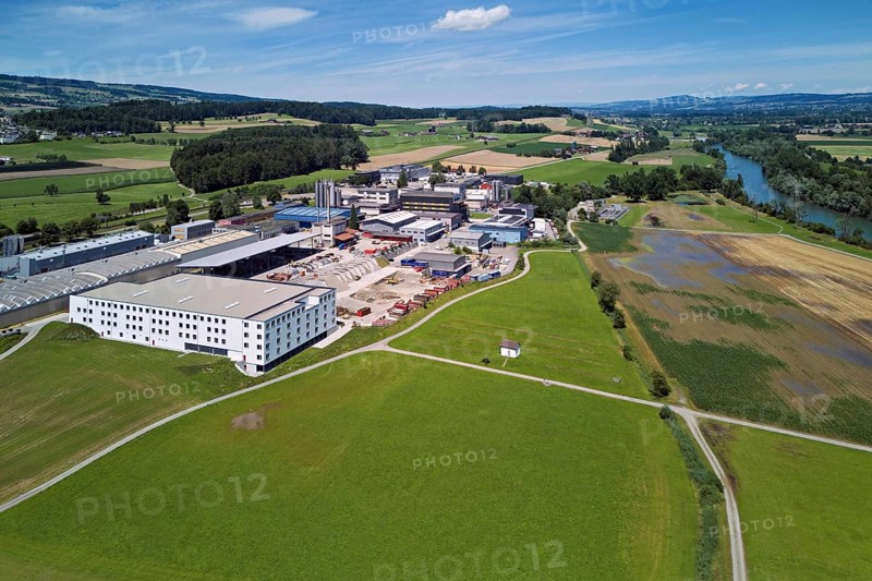 Industrial area, right of the river Reuss, Sins, Freiamt, Canton Aargau, Switzerland