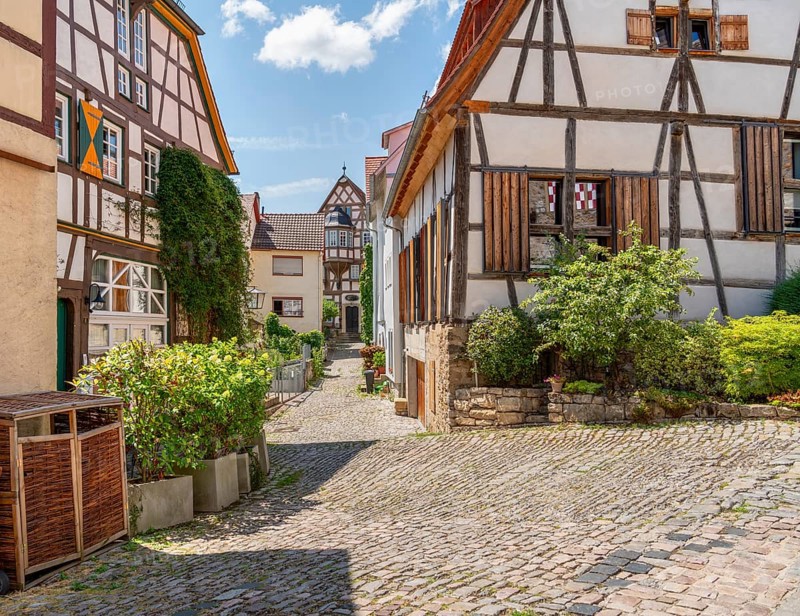 Sunny impression of Bad Wimpfen, a historic spa town in the district of Heilbronn in Southern Germany at summer time
