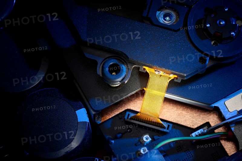 Macro shot of some colorful illuminated electronic components