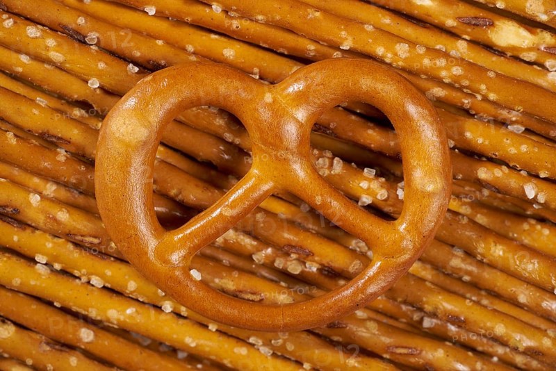 Full frame closeup of some salt sticks and pretzel