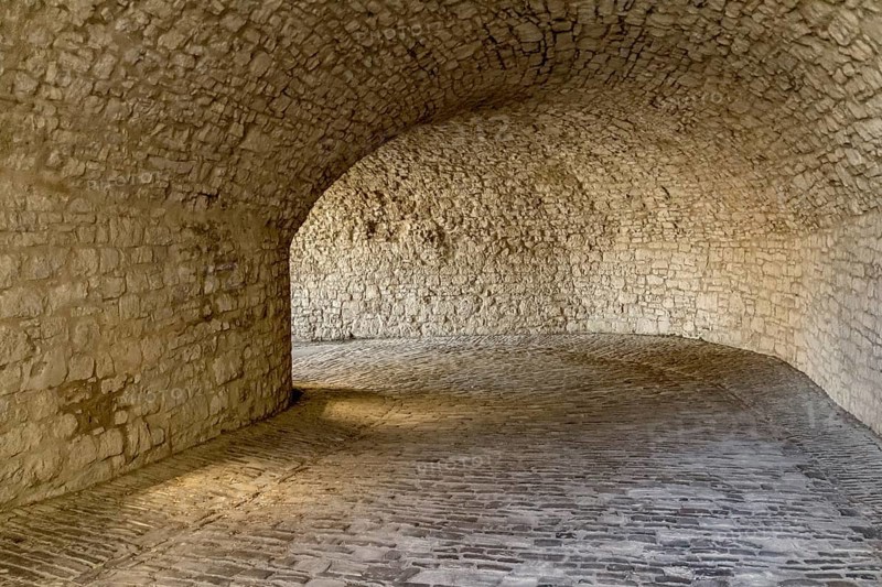 Historic passage at the Marienberg Fortress near Wuerzburg in Franconia, a bavarian area in Germany