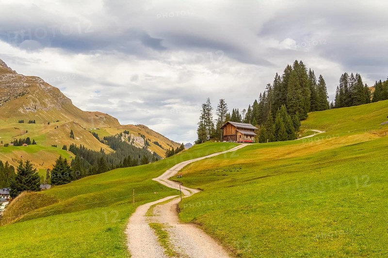 Idyllic scenery around river Lech at the state Vorarlberg in Austria at late summer time