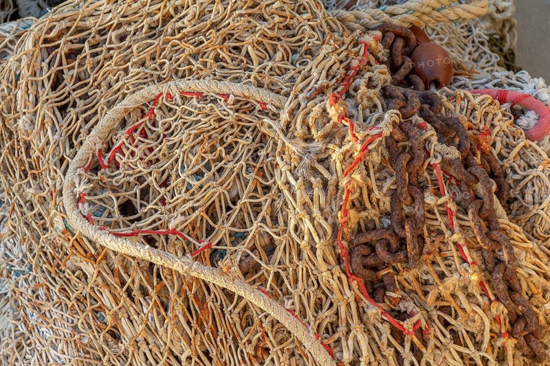 Full frame picture showing a tangled fishing net