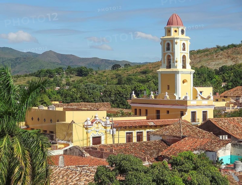 City view of Trinidad, a town in Cuba in sunny ambiance
