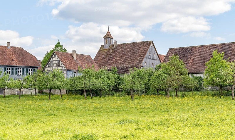 Idyllic small rural village in Southern Germany at early spring time