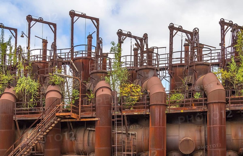 Weathered rusty industrial scenery with old corroded objects