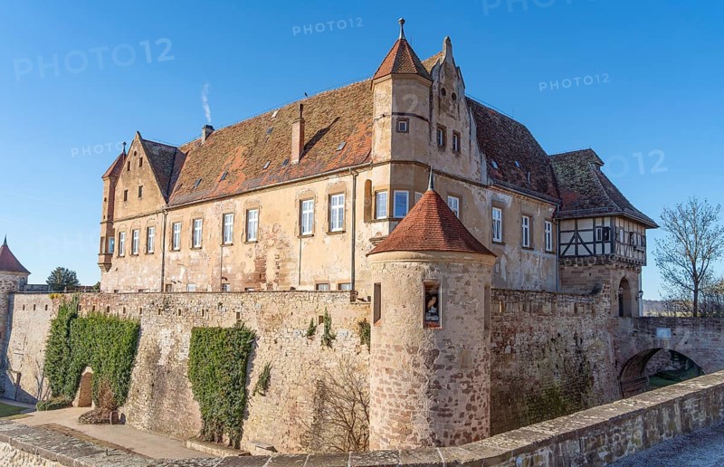 Scenery around Stettenfels Castle, a medieval castle above Untergruppenbach near Heilbronn in Southern Germany at early spring time