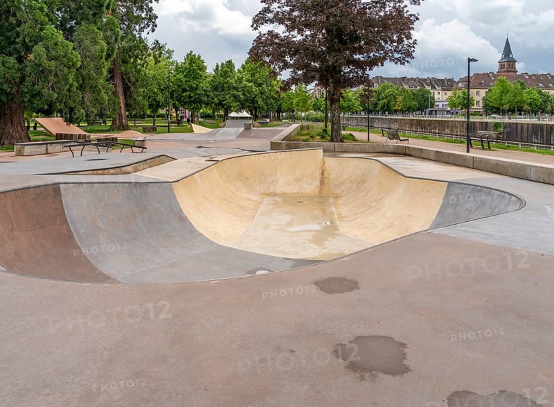 Skatepark seen in Saint-Die-des-Vosges, a commune in the Vosges department, Grand Est, northeastern France