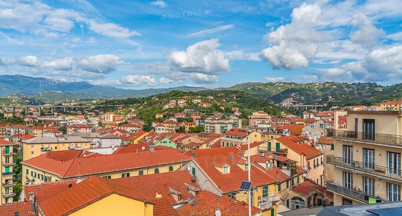 Scenery around Porto Maurizio in Oneglia, a former town in northern Italy on the Ligurian coast, in 1923 joined to Porto Maurizio to form the Comune of Imperia