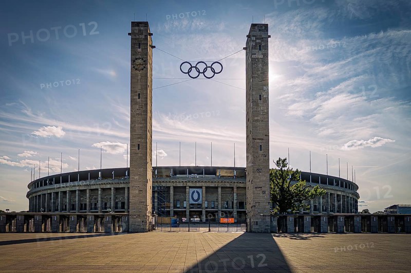 Berlin Olympic Stadium in the evening light, Westend, Berlin, Germany