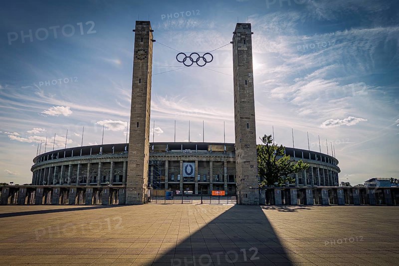 Berlin Olympic Stadium in the evening light, Westend, Berlin, Germany