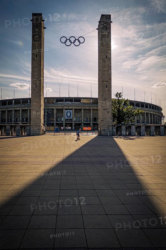 Berlin Olympic Stadium in the evening light, Westend, Berlin, Germany