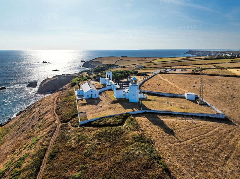 Lizard Lighthouse from a drone, Lizard Point, Cornwall, England, United Kingdom