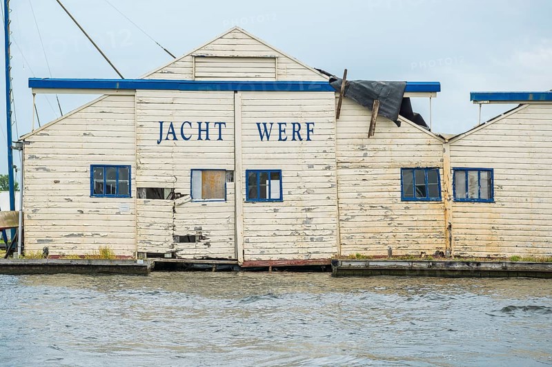 Wooden house, old shipyard in Leiden, Holland
