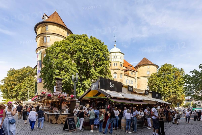 Stuttgart Wine Village, wine festival in front of the Old Palace on Schillerplatz and Marktplatz in the centre of the state capital Stuttgart, Baden-Württemberg, Germany