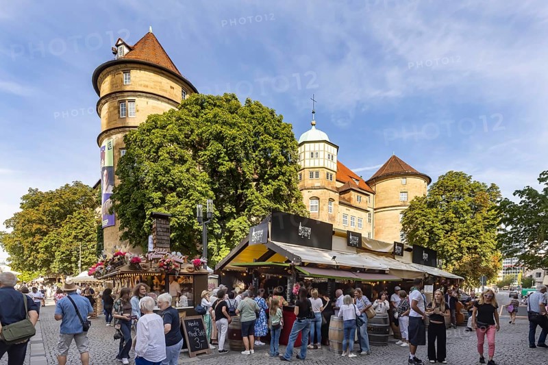 Stuttgart Wine Village, wine festival in front of the Old Palace on Schillerplatz and Marktplatz in the centre of the state capital Stuttgart, Baden-Württemberg, Germany