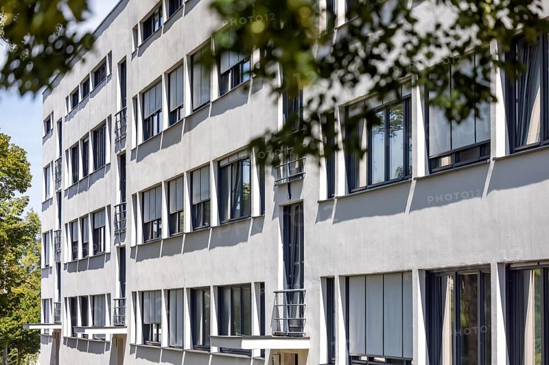 Weissenhof Estate on the Killesberg in Stuttgart. The Werkbund Estate was built in 1927 by the Deutscher Werkbund under the direction of Ludwig Mies van der Rohe by leading representatives of Neues Bauen, partly using experimental materials. Stuttgart, Baden-Württemberg, Germany